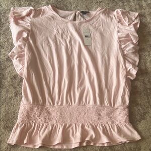 Pink Ruffle Sleeve Women's Top